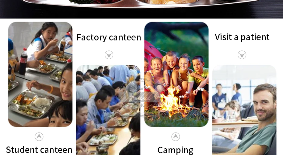 Konco нержавеющая сталь еда s Тэй студенческий лоток разделенный обеденный лоток Ланч контейнер пищевая тарелка
