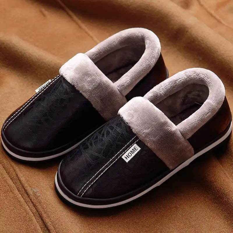 mens leather slippers with leather soles
