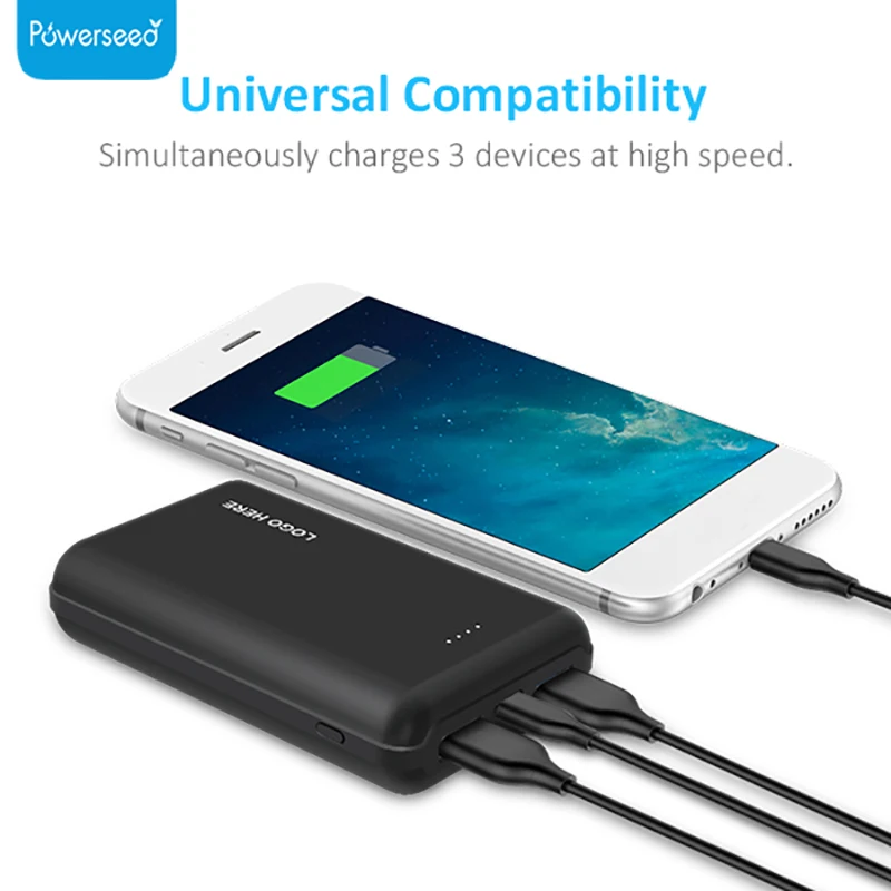 10000mAh QC3.0 Mini Power Bank Portable Dual USB Charger Powerbank External Battery Fast Charging for Samsung Xiaomi for iphoneX