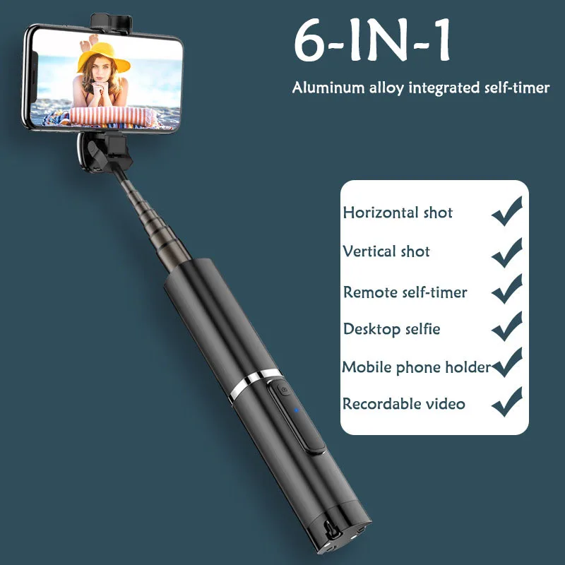 

Bluetooth Button Phone Self-timer Lever Holder Portable Integrated Tripod Selfie Stick Hidden Phone Bracket for Xiaomi Huawei