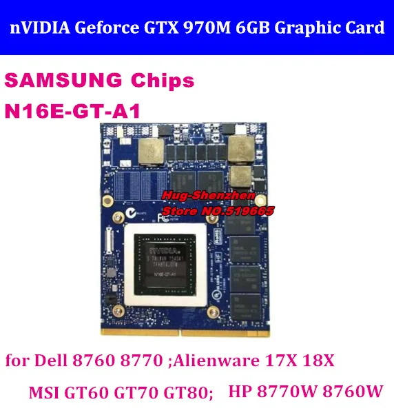 GTX 970M Graphics Card N16E-GT-A1 6GB GDDR5 for DELL Alienware HP with X-Bracket