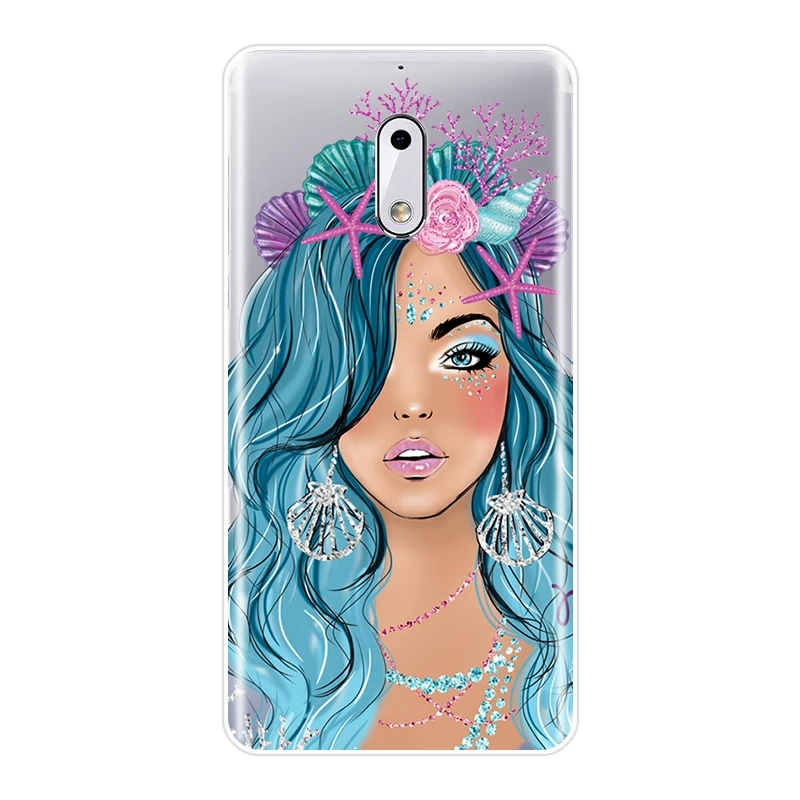 ТПУ задняя крышка для Nokia 7 Plus X6 Mermaids Girl Fish Pineapple Flower Wave силиконовый мягкий чехол
