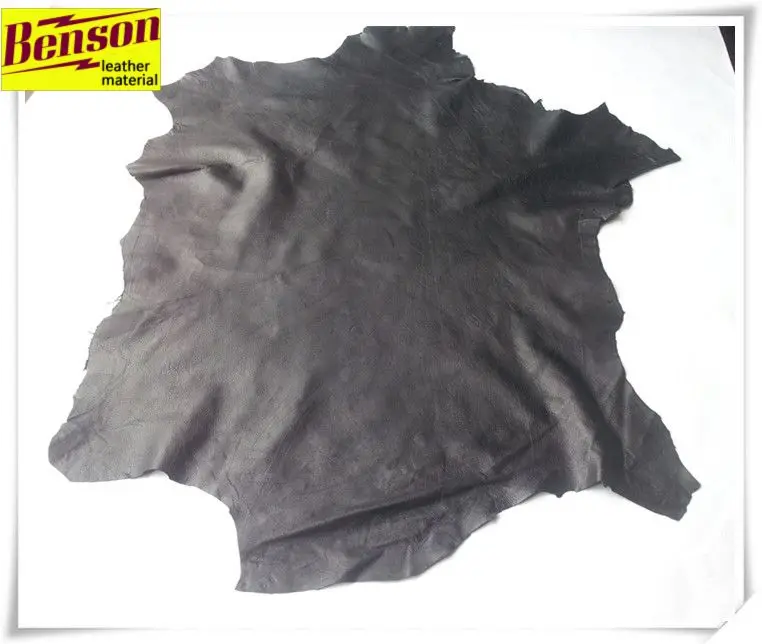 

finish black Genuine real sheepskin leather material sale by whole piece