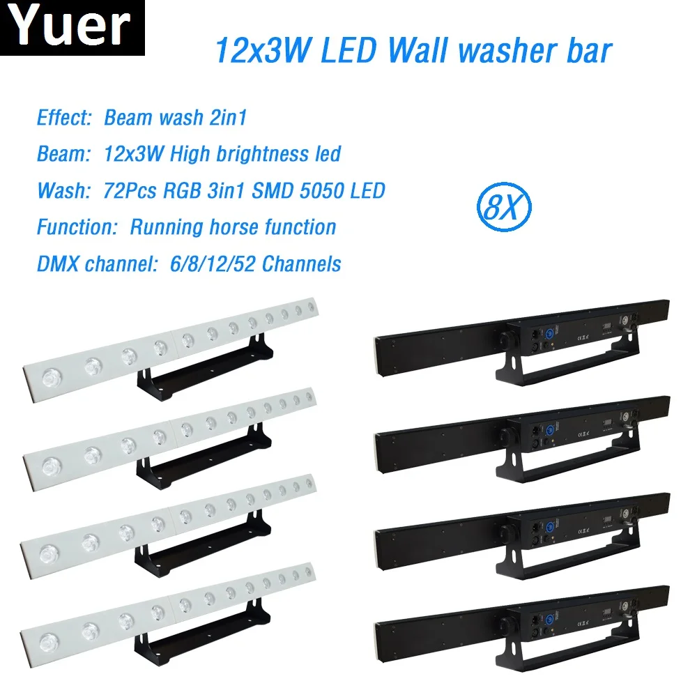 8 шт Заводская Распродажа 12X3 W светодиодный светильники размытого света DMX512 светодиодный бар dmx, размытый Настенные светильники