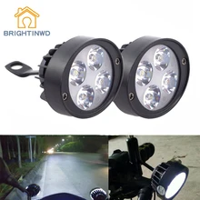 BRIGHTINWD 2pcs Electric Lights Super Bright LED Universal Motorcycle Modified Rearview Mirror Headlight External Bright Light