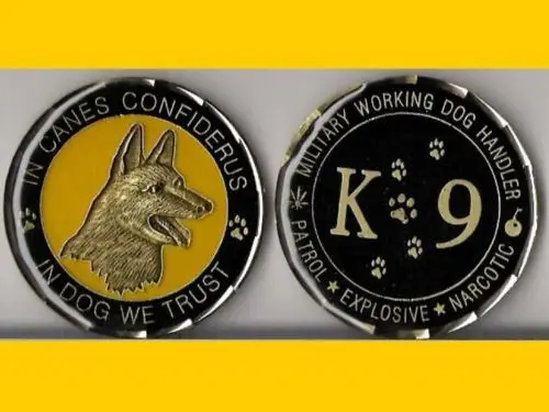 

K9 Handler Army Navy Marine Air Force Military Police Challenge Coin-In dog we trust, Round coins. Sample! DHL Free shipping
