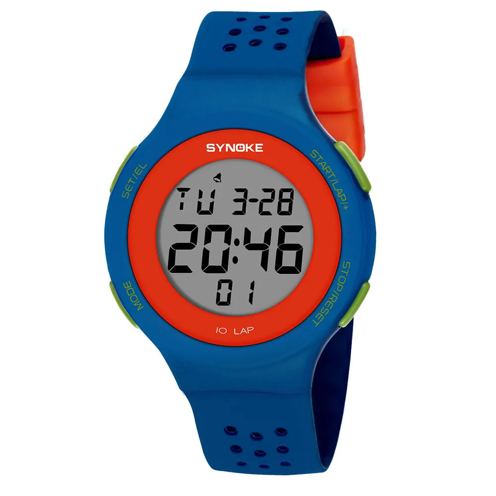 Relogio Masculino SYNOKE многофункциональные 50 м водонепроницаемые часы светодиодный цифровые часы двойного действия Horloges Vrouwen - Цвет: Blue