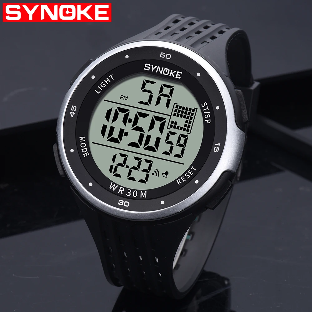 SYNOKE цифровые часы мужские модные спортивные фитнес ударные водонепроницаемые