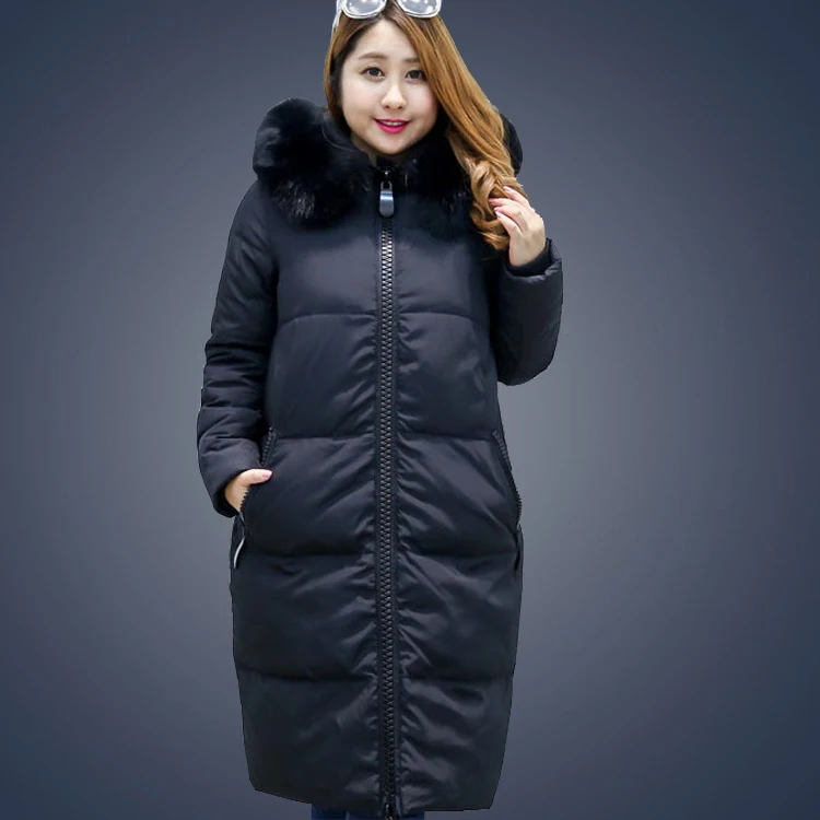 Women Duck Down Coat Jacket Extra Large Plus Size Parka with Faux Fur ...