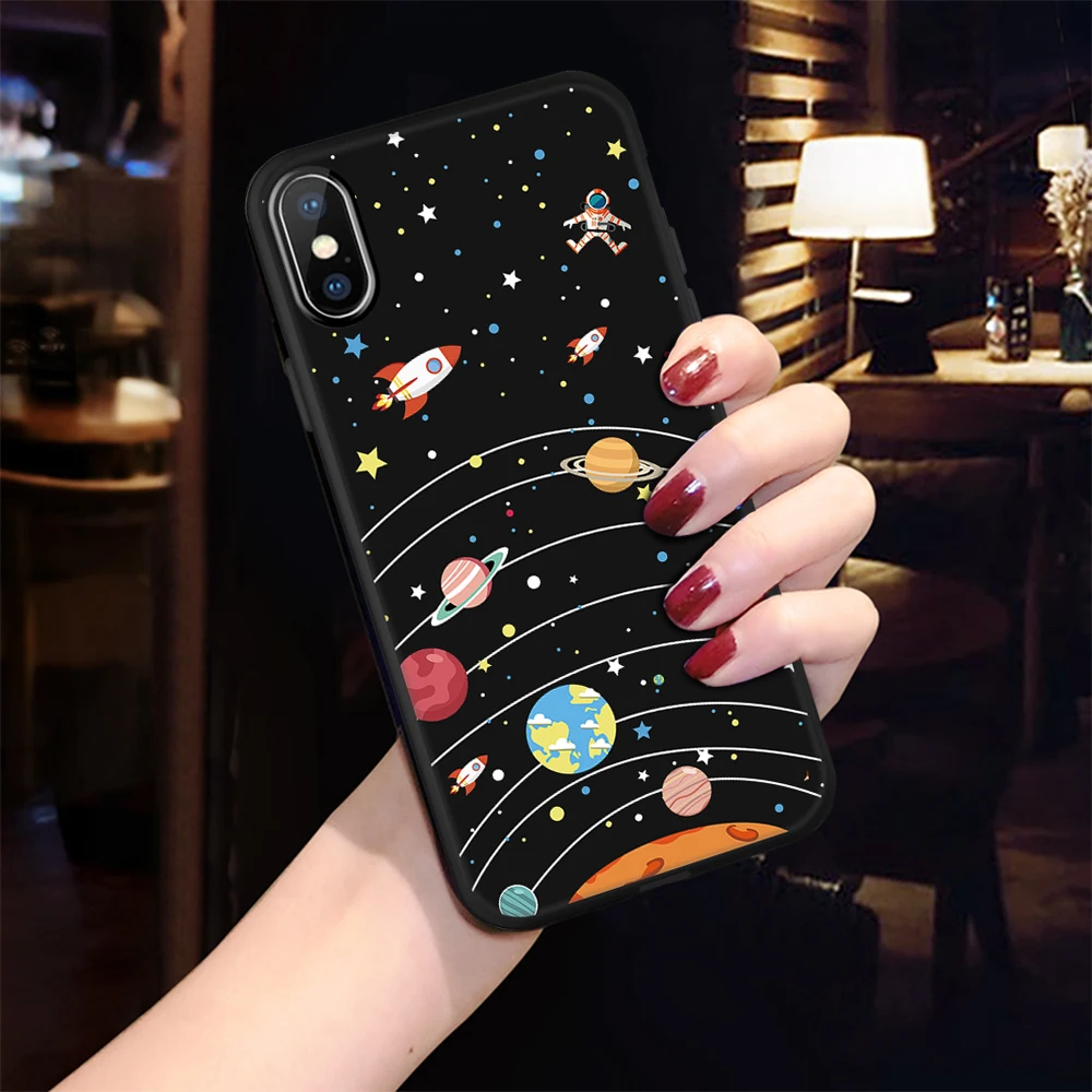 Чехол для телефона iPhone XS MAX XR X 10 6 6S 7 8 Plus черный матовый милый мягкий чехол из ТПУ с