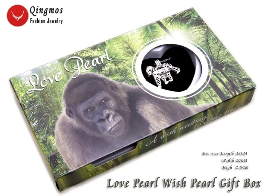 Qingmos Wish Pearl 25 мм Горилла клетка Чокеры ожерелье для женщин с Oyster Love цепочка с жемчужным кулоном футляр для колье Gift-who3648