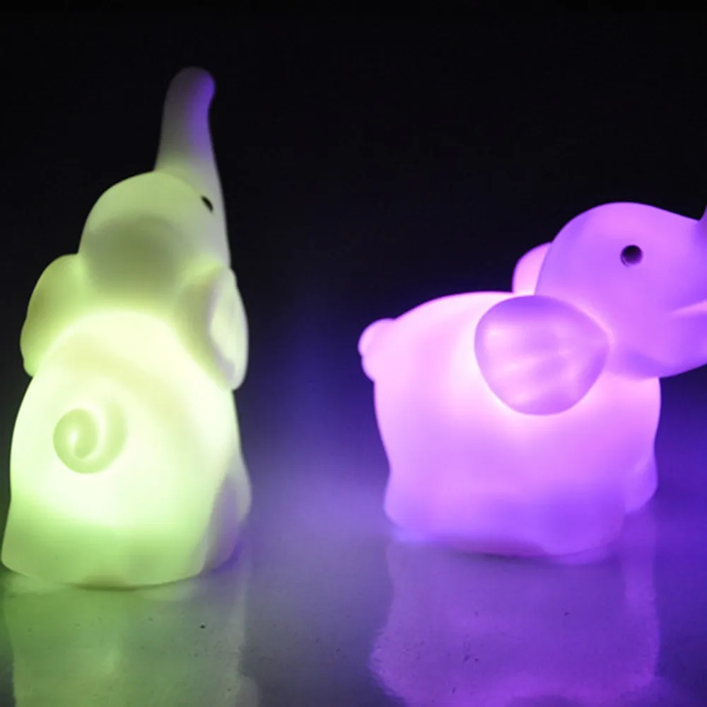 SuperNight Cute Elephant LED Night Light Colorful Cartoon Animal Baby Kids Bedroom Bedside Table Lamp Wedding Home Decoration  (2)