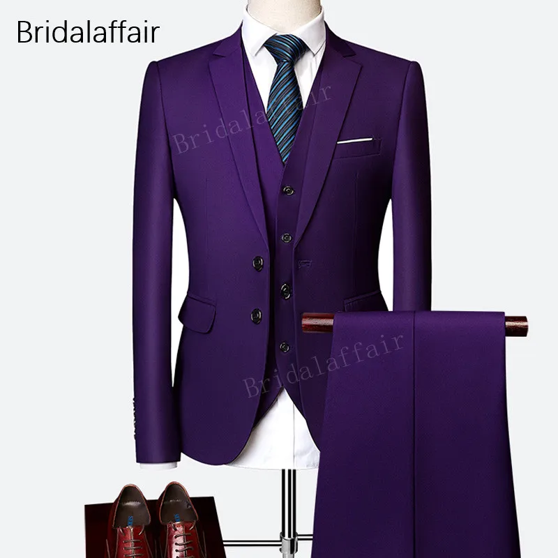 KUSON мужской свадебный костюм для выпускного бала бордовые облегающие смокинги для мужской формальный деловой рабочие костюмы комплект из 3 предметов(куртка+ брюки+ жилет