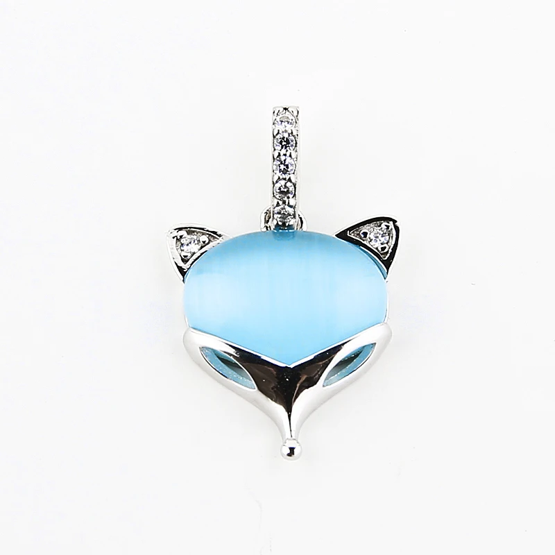 

Muse Rose 925 Sterling Silver Necklaces Women Cute Fox Pendant With Sky-blue Opal Stone Silver Chain Gift For Women Girlfriend