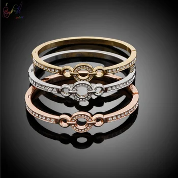 

Yulaili High Quality New Rose Elegance Silver Gold Three Color Bracelets Copper Fine Workmanship Adjustable Bangle Sets