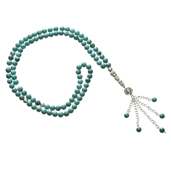 

Free Shipping Synthetic Blue Turq-uoise 6mm Stone Prayer Beads For diy Rosary Bracelets 25inch Gem F060