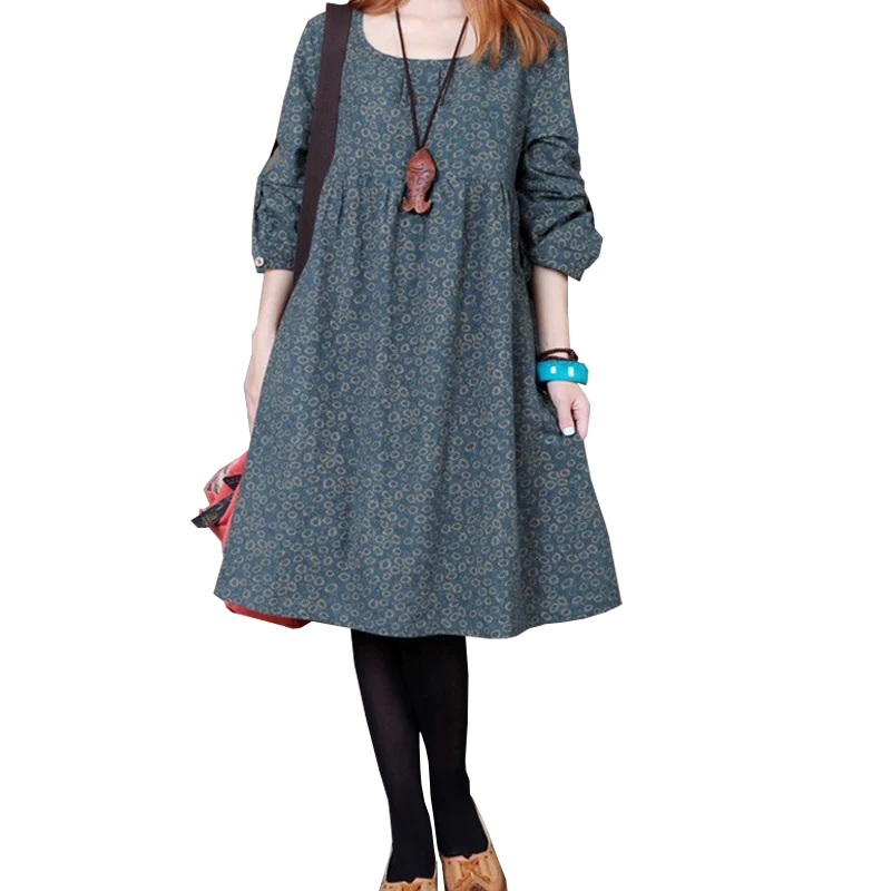 

Maternity Clothing Autumn and Winter Cotton Linen design Loose Plus size Casual Dress Long-sleeve Top Clothes For Pregnant Women