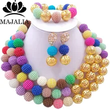 Модные африканские бусы Набор Ювелирных изделий разноцветные пластиковые бусины ожерелье набор нигерийские Свадебные украшения ATM-042