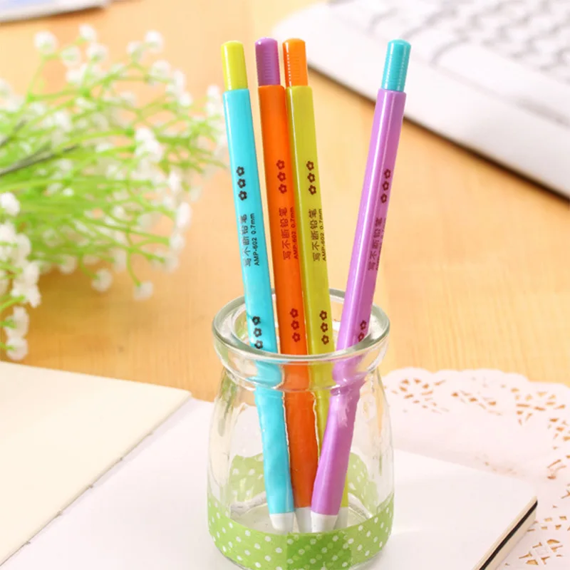 

4PCS/LOT GENKKY Creative Stationery Candy Colored Auto Pencil Creative Activity Pencil Student Lovely Prizes
