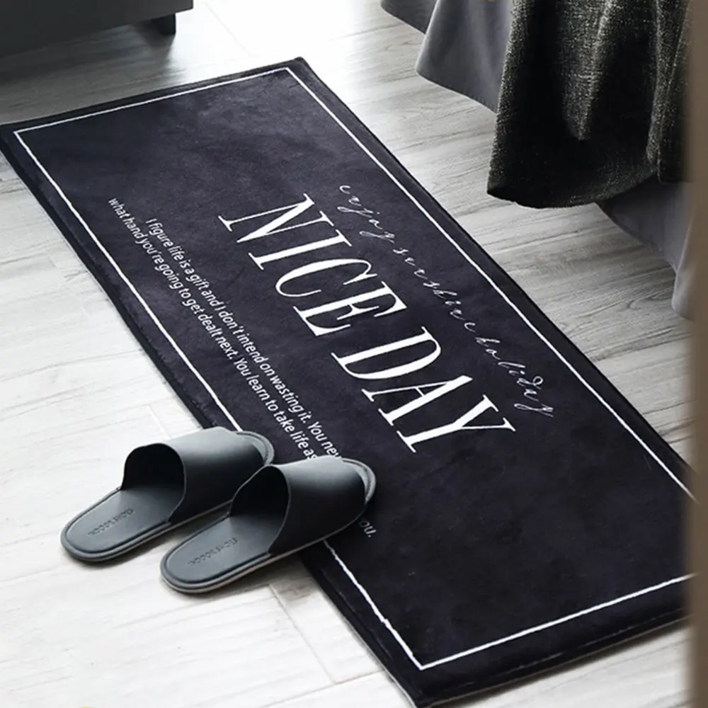 

Floor Mat Comfortable Soft Kitchen Flannel Bedroom Nordic Style Rug Livingroom Anti-Skid Carpet