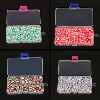 

4/6/8/10mm Approx 750pcs/box Mix Size Colorful Pearl Imitation ABS Beads Kit Box Storage Craft For Jewelry Making Accessories