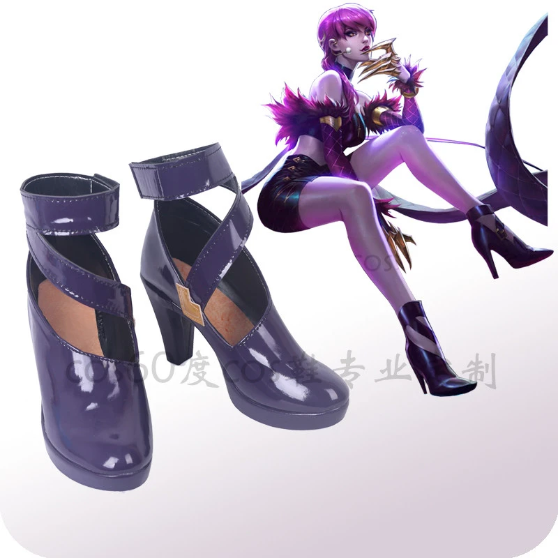 

Лидер продаж, обувь для косплея LOL KDA Evelyn, женская обувь на высоком каблуке, фиолетовая, H