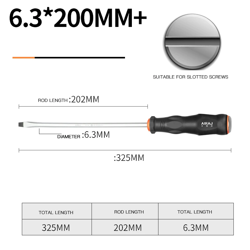 6.3x200mm One word Отвертка в форме сердца может быть использована, чтобы ударить отвертку в виде цветка сливы, чтобы завинтить слово крест промышленного класса винт - Цвет: 6.3x200mm One word