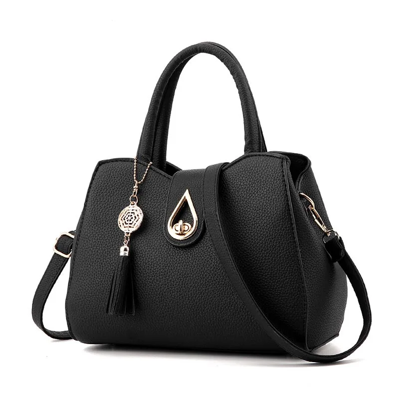 Женская сумка от известного бренда, сумки с ручками сверху, модные женские сумки-мессенджеры, Набор сумок из искусственной кожи, сумка-тоут - Цвет: Черный