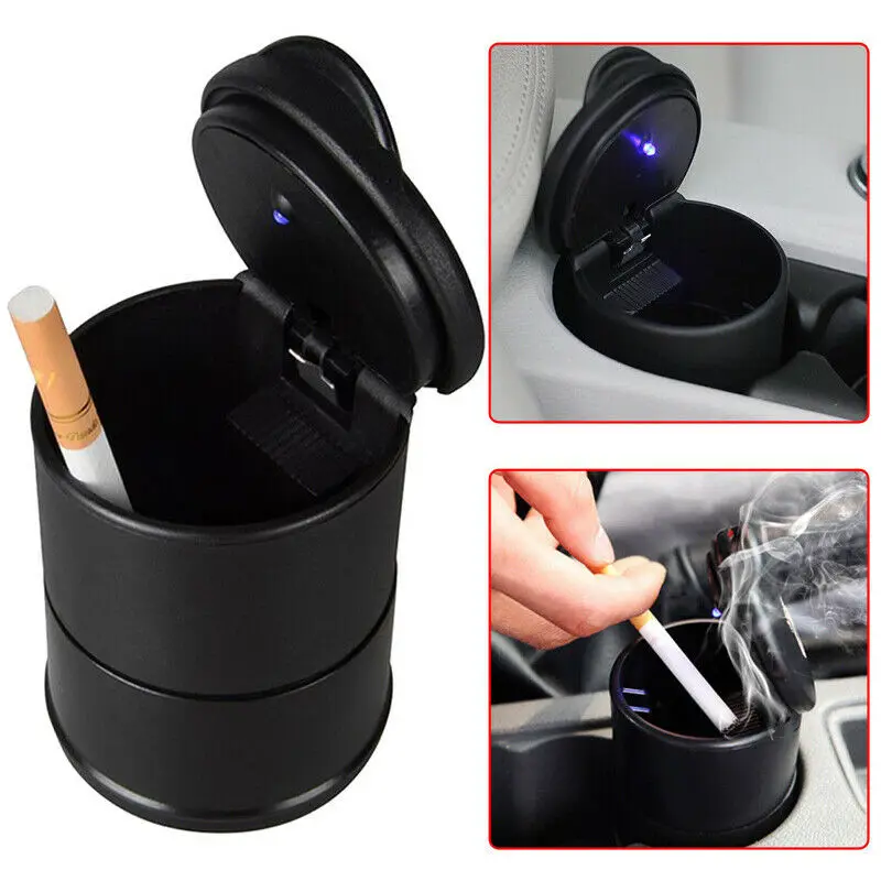

1Pcs Travel Cigarette Ash Holder Cup with Blue LED Light LED Car Ashtray Auto Indicator Ashtray Car Accessories 2019 Hot Sale