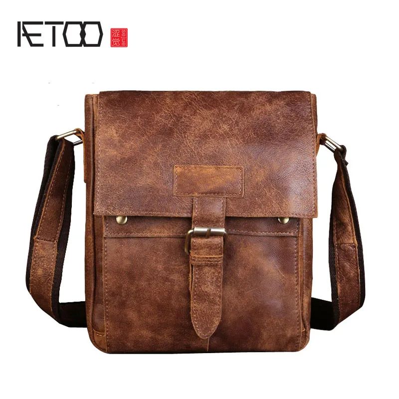 

AETOO First layer of leather shoulder bag diagonal package sanding skin