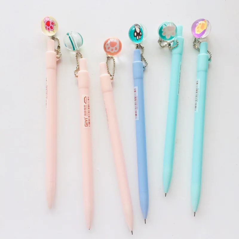 

2 pcs/lot Glass Bead Cat Claw Mechanical Pencil Cute 0.5mm Student Automatic Pen For Kid School Office Supply Escolar Papelaria