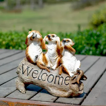 

Outdoor Cute Resin Dog Statue Crafts Villa Garden Ornaments Decoration Courtyard Park Welcome Card Simulation Animals Sculpture