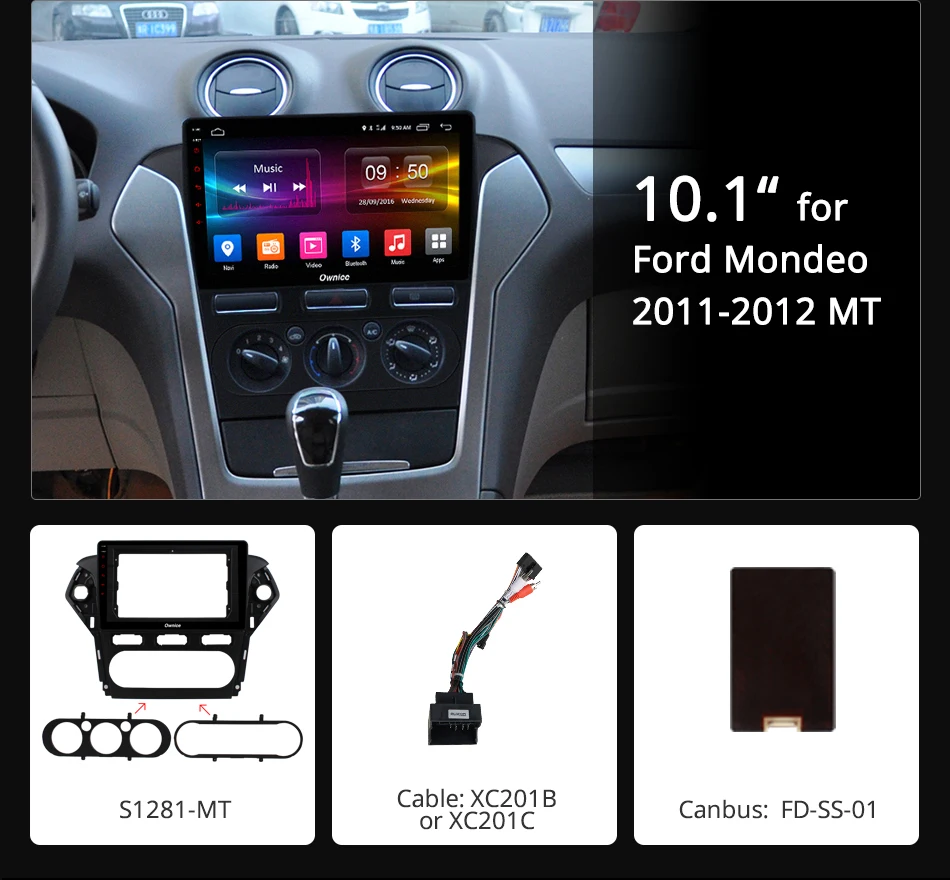 Sale Ownice K1 K2 Android 8.1 32G+2G Car DVD Player GPS Navigation Radio 2.5D IPS For Ford Mondeo 2011 - 2012 4G SIM DAB+ DVR 2