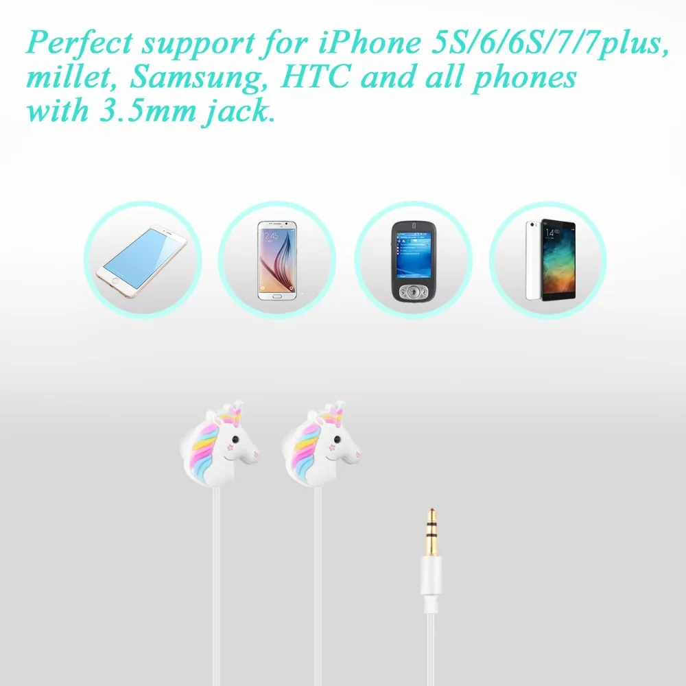 Speciale Unicorni Auricolari Cartone Animato Colorato Arcobaleno Cavallo In Ear Auricolare 3 5mm Auricolari Con Microfono Mini Auricolare Per Smartphone in