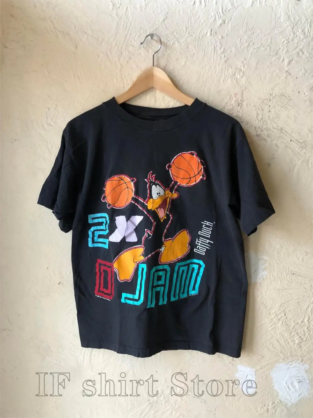 Daffy Duck Double Jam Basketball Vintage T-Shirt (Men XL) 100% cotton funny print tshirt men women shirts | Мужская одежда