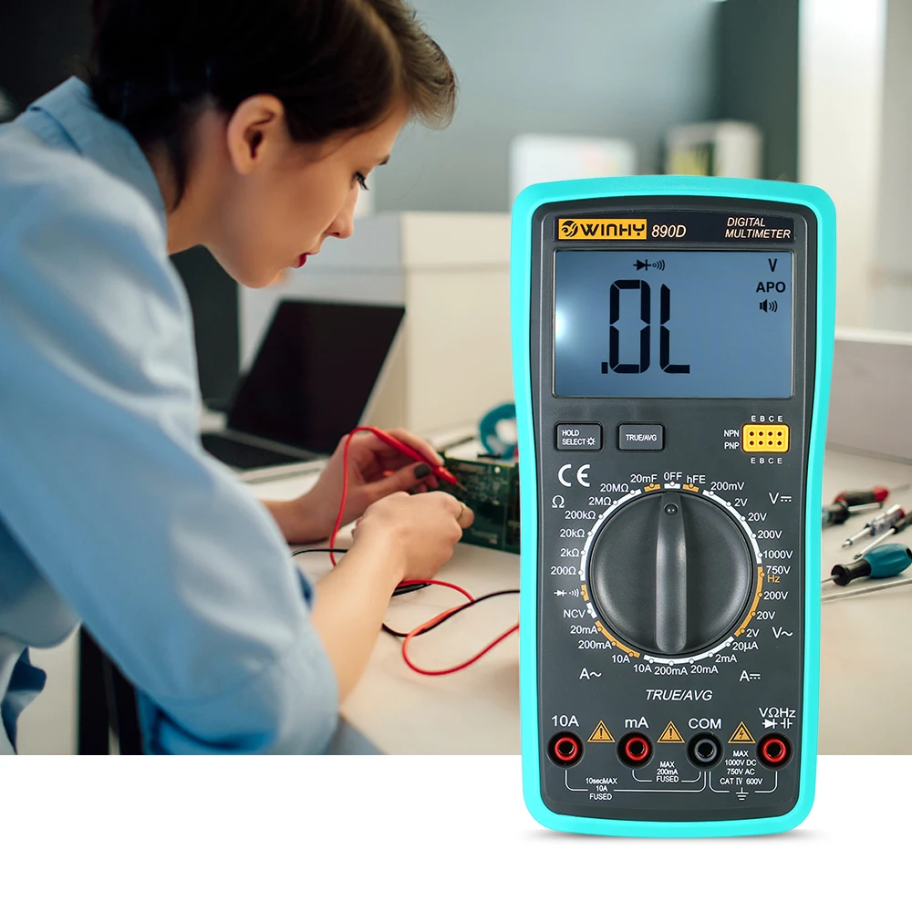 

Multi-functional Digital NCV True RMS Multimeter DC/AC Voltage Current Meter Capacitance Resistance Diode Tester Handheld LCD