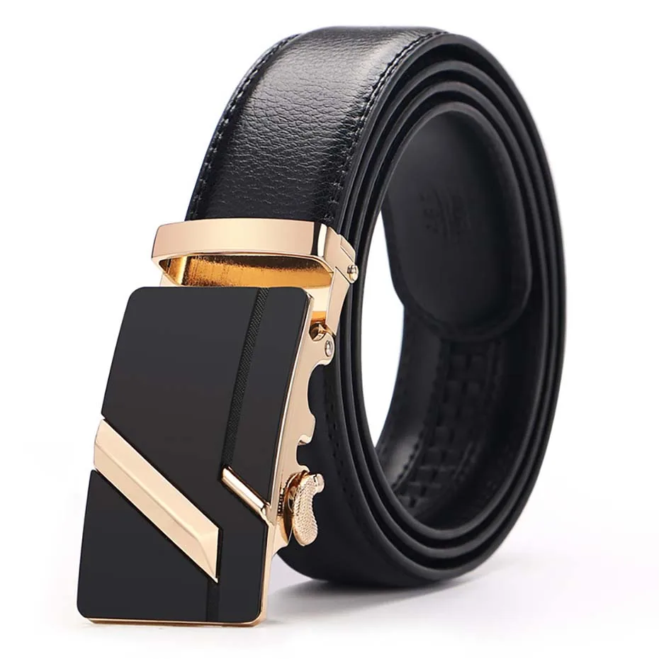 Belts Mens Belt Genuine Leather Fashion Strap Slim Man For Jeans Black ...