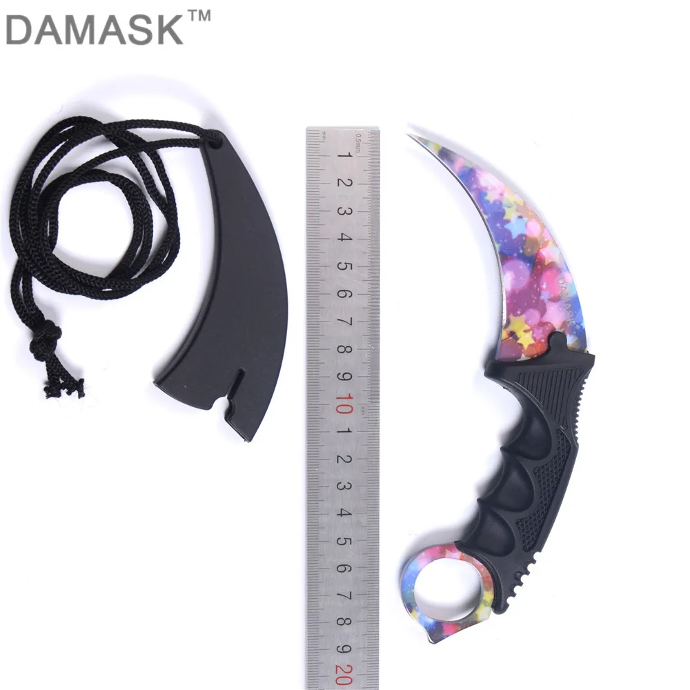 

DAMASK Finest Starry Sky Pattern Karambit Claws Knife CSGO Counter Strike Cosplay Knives Camping Fighting Survival Sharp Knife
