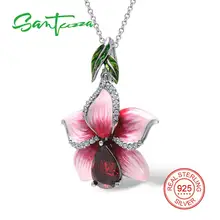 Santuzza Silver Pendants For Women Natural Stone Pendant fit for Necklace 925 Sterling Silver Slide Necklaces Pendant Enamel