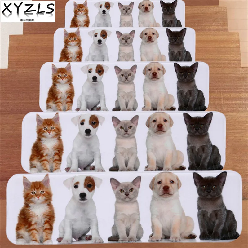 

XYZLS New 5 pcs / Set Cute Dog Pets Anti-skid Stair Rugs Stair Mats Step Pad Kitchen Rug Floor Mat Door Mat 22*70 cm