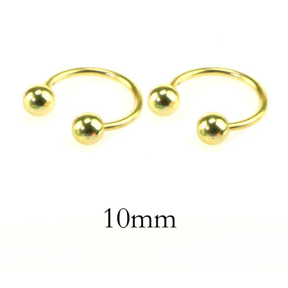 SUTI распродажа, 2 шт., кольцо для носа, губ из нержавеющей стали, кольца, серьги, круглые серьги для пирсинга, обруч "Подкова", кольцо, ювелирные изделия для тела - Окраска металла: Gold-10mm