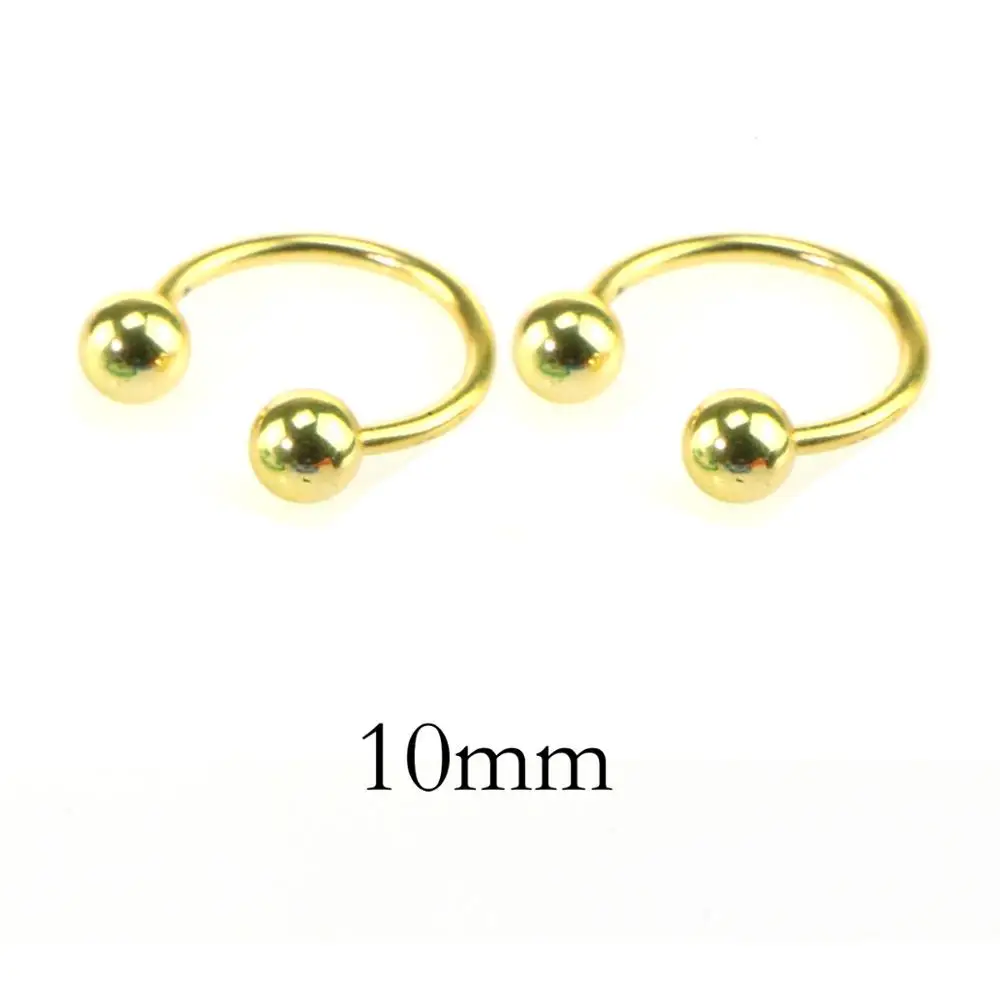 Gold-10mm SUTI распродажа, 2 шт., кольцо для носа, губ из нержавеющей стали, кольца, серьги, круглые серьги для пирсинга, обруч "Подкова", кольцо, ювелирные изделия для тела - Окраска металла: Gold-10mm