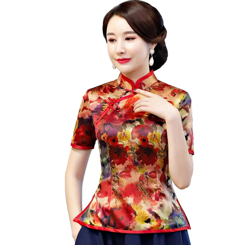 Шанхай история Китайский традиционный Топ цветочный Cheongsam топы китайская блузка