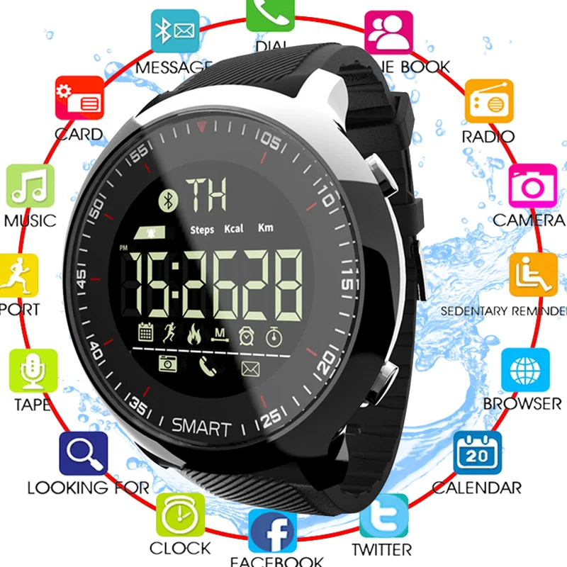 

Smart Watch Sport Waterproof pedometers Message Reminder Bluetooth Outdoor swimming men smartwatch for ios Android phone