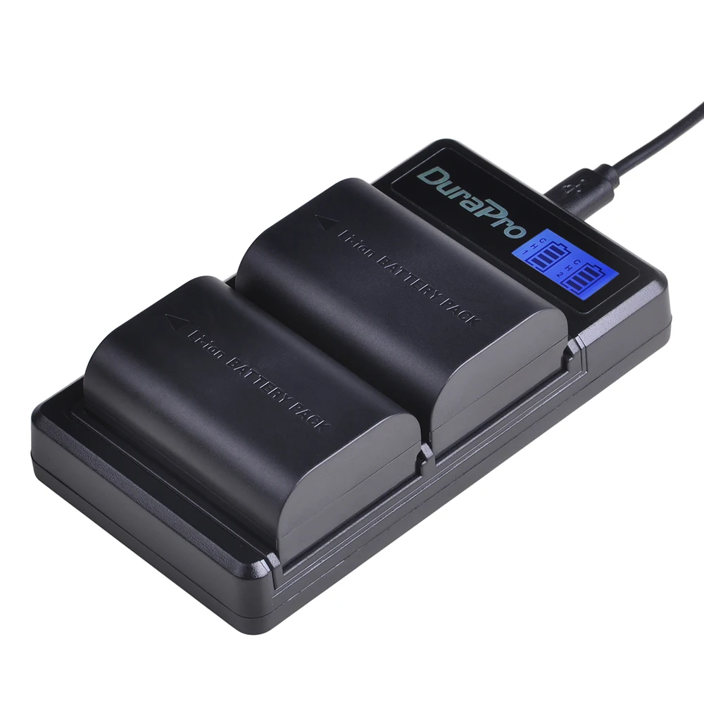 

2pc 2000mAH LP-E6 LP-E6N LP E6 Rechargeable Battery + LCD USB Dual Charger For Canon EOS 5D Mark II III 7D 60D 6D Camera