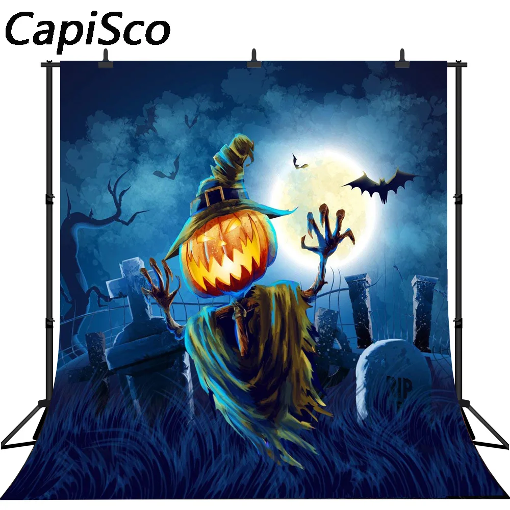 

Capisco Photographic backdrop Cemetery terrible Pumpkin Sorcerer Halloween theme oil painting background photography studio