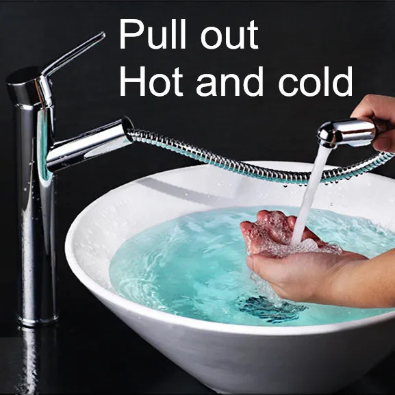 

Kitchen Faucet Pull Out Single Lever Kitchen Sink Mixer Tap Wash Basin Bathroom Faucets Hot and Cold Water+3 pcs Hoses