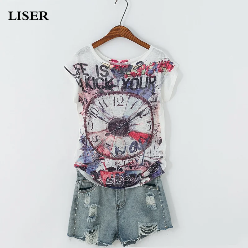 

LISER Women Tshirt Print Sweatshirts 2019 Spring Summer Casual T-shirt Streetwear Harajuku TShirts