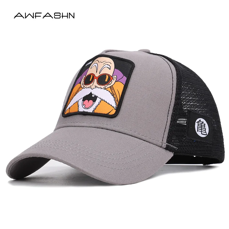

2019 New Fashion Anime Summer Mesh Baseball Cap Dragon Ball Embroidery Snapback Women Men Adjustable Hat Streetwear Bone Gorras