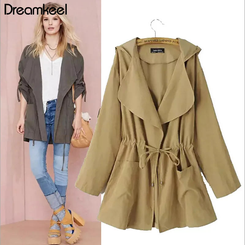 

Women 2019 New Jacket Coat Autumn Long Sleeve Hooded Coat Female Loose Outwear Jacket Casual Elastic Waist Pocket Kimono Y